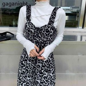 Mulheres elegantes Duas peças Set Longo Leeve T-shirt Branco Chic Leopardo Cintas Saia Escritório Lady Maxi Vestidos Terno Outfits 210601