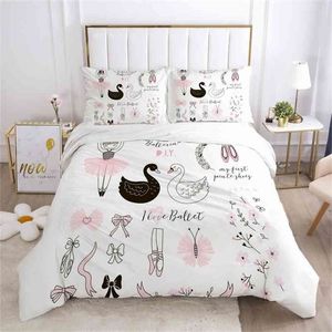 Flickor Princess Cartoon Bedding Set för Baby Kids Barn Crib Duvet Cover Set Pillowcase Blanket Quilt Cover Lovely Pink 210706