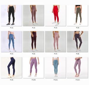 Enfärgad Kvinnor Yogabyxor Hög midja Sport Gym Bär Leggings Elastisk Fitness Dam Overall Full Tights Träning S1102