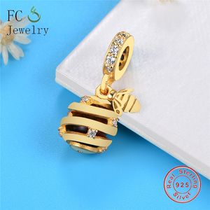 Shine Słodki Miód Wiszące Wisiorek Urok Fit Original Charms Bransoletka 925 Srebro DIY Biżuteria Koralik Dokonywanie Q0531