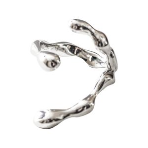 Irregular Liquid Lava Open Ring Female Ins Cold Style Niche Design High-End Light Luxury Fashion Jewelry Accessories
