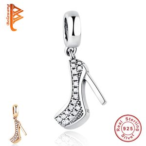 Neue Mode 925 Sterling Silber Stiletto Schuh Anhänger Charme Fit Original Pandora Armband Zirkonia DIY Schmuck Machen Q0531