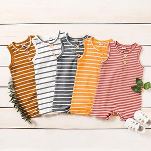 Summer Baby Clothes Striped Infant Boy Jumpsuits Sleeveless Newborn Girl Rompers Casual Children Playsuit Boutique Baby Clothing EW5459