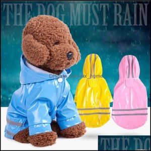 アパレル用品ホームガーデン3色のフード付きペットPUリフレクションレインコート防水布Chihuahua Yorkie Dog Coat Poncho P