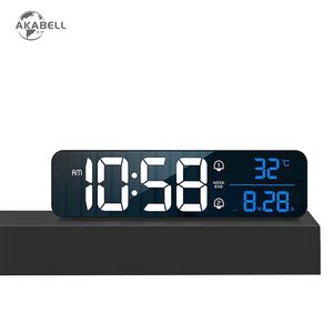 Akabell wireless 10,4 pollici Sveglia ricaricabile Ampia LED Wall Digital Clocks 40 Suonerie Data attivata del suono Display temp 210804