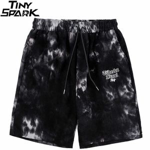 Mężczyźni Hip Hop Streetwear Szorter Szorty Haft Krawat Dye Harajuku Jogger Summer Track Dress 210714