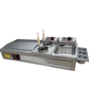 Commerciale Griddle Griddle Fryer All-in-One Machine Pancake Maker Grilled Squid Teppanyaki Attrezzatura Friggitrice profonda 220V