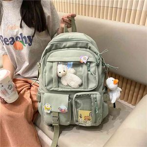 Śliczne Kobiety Duża Pojemność Plecak Wodoodporna Nylon Kobieta SchoolBag College Lady Laptop Plecaki Kawaii Dziewczyna Podróż Torby 210922