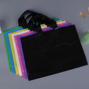 Logotipo personalizado imprimiu sacos de compras de embalagem de plástico com alça, vestuário personalizado / roupa / presente de empacotamento