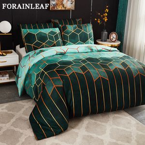 Nordic Geometric Plaid Gilt Duvet Cover Set 240x220 King size-sängkläder Ställer kuddväska Double Queen Quilt Cover (No Load Sheet) 210316