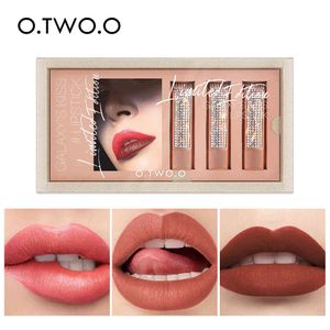 O.TWO.O Matte 3 Colors Nude Moisturizer Smooth Long Lasting Waterproof Lipstick Makeup Gift Set