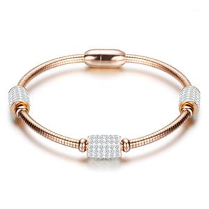 Fashion Crystal Bangles Rose Gold Stainless Steel Women Bracelet Jewelry Pulseiras Sieraden Brazalete Mujer Bangle