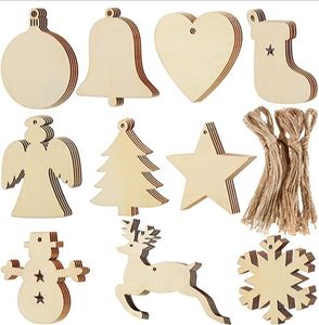 10個/ロットクリスマスツリーの装飾品ウッドチップ雪だるま木の鹿の靴下ぶら下がっているペンダントクリスマスの装飾クリスマスギフト10スタイル