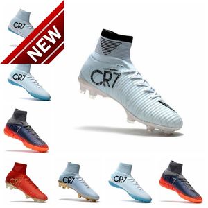 Alto Top Top Fútbol Zapatos de fútbol blanco CR7 Clases de fútbol Mercurial Superfly FG V Niños Zapatos de fútbol Cristiano Ronaldo Mens Sneakers de entrenamiento