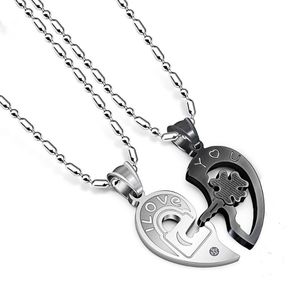 Pendant Necklaces Megin D Romantic Simple Personality Heart Jigsaw Puzzle Couple Titanium Steel Necklace For Men Women Friend Fashion Gift J