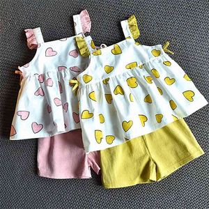 Meninas terno verão crianças roupas crianças roupas bebê conjunto padrão de amor 210528