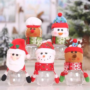 Wholesale small christmas box resale online - Plastic Candy Jar Christmas Theme Small Gift Bags Xmas Candys Box Cans Crafts Home Party Decorations for New Year kids Gifts DHLa20a32