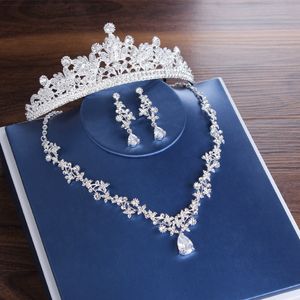Luxe bruids tiaras kroon blad bruiloft s verklaring kettingen oorbellen haaraccessoires Afrikaanse kralen sieraden set