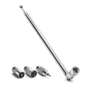 L9CB Telescopic Antenna Stretch Length 29.53'' F-Plug F Type Female Plug Connector with Adapter for TV Table Top Radio