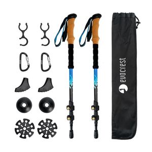 245 g/pz Bastone da nordic walking in fibra di carbonio esterno Quick Lock bastoncino da trekking escursionismo bastone telescopio tiro stampella Senderismo