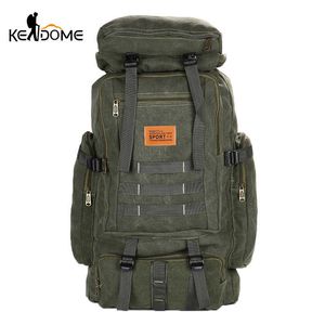 Wholesale tactical canvas bag for sale - Group buy 70L Military Backpack Tactical Canvas Bag Men Army Rucksack Travel Camping Hiking Mountaineering Outdoor Mochila Militar XA236D Q0721