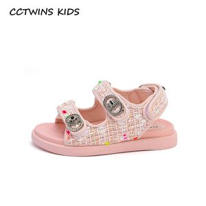 CCTWINS Kinder Schuhe Sommer Baby Mädchen Mode Prinzessin Sandalen Kinder Schwarz Weiche Flache Kleinkinder Marke Casual Schuhe PS970 210226