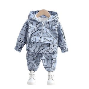 Moda Çocuk Eşofman Sonbahar Bebek Kız Giysileri Erkek Rahat Hoodies Pantolon 2 adet / takım Toddler Kıyafetler Çocuk Giyim 211025