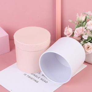 Presentförpackning 1pc Round Flower Paper Box Pack Bucket Förpackning Party Candy Bar Bröllop Förvaring