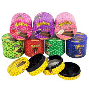 Smerigliatrice Honeypuff da 63 mm di diametro 4 strati Accessori per fumatori in lega di zinco Multi colori Smerigliatrice per tabacco Smerigliatrici per erbe Rilevatore di sigarette colorate