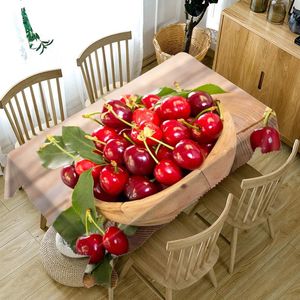 Cherry-Esstisch großhandel-Tischtuch D rote Kirsche Mango Fruchtmuster Tischdecke Verdicken waschbares polyester staubdichter rechteckiges Rundessen