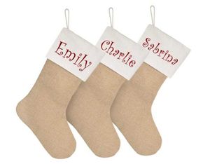 Kişiselleştirilmiş çuval bezi Noel çorap rustik noel hediye özel isim çorap aile çorap Noel dekor H1020