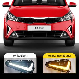 2PCS For KIA RIO 2021 Car Daytime Running Light Front Bumper Fog light Lamp LED DRL With yellow turn signal