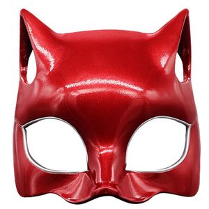 Persona 5コスプレanna Takamaki P5 Red Panther Cat Half Face Maskヘッドギア大人ハロウィーンカーニバルコスチューム小道具