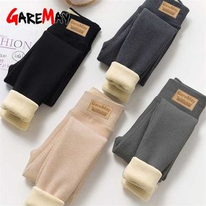 Dicke warme Winter-Leggings für Frauen, hohe Taille, Samt, Übergröße, graue Winterhose, Damen-Fleece-Thermal-Leggings 211108