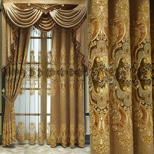 European Style Embroidered Chenille Curtain Heat Insulation and Shading Finished Custom Curtain for Living Dining Room Bedroom 210712