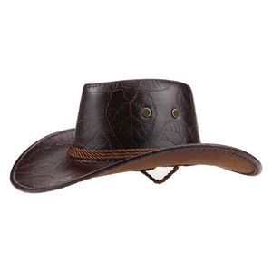 Cloches Sale Cowboy Hat Män / Kvinnor Ridning Sun Läder Outdoor Wide Brim Cap Travel Performance Western Hats Visor