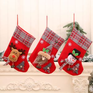 Medium Size Christmas Stocking Gift Candy Bag Noel Home Decorations with Bells Navidad Sock Xmas Tree Decor