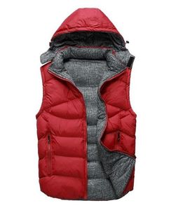 Jaqueta de designer de moda de venda quente para baixo espessado quente dupla face colete com capuz homens e lazer colete de algodão à prova de frio