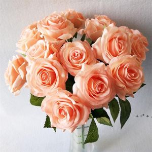 Künstliche Blumen gefälschte Rose einzelne realistische Touch feuchtigkeitsspendende Rosen Hochzeit Valentinstag Geburtstag Party Home Dekoration LLD12265