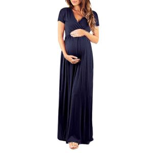 Kvinnors graviditet Kortärmad Klänning V Collar Maternity Lady sundress kläder Vestidos de Mujer Casual Vestido Premama Verano Q0713