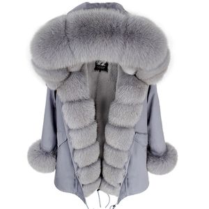 Maomaokong Winter Women Coat Black Jackor Outwear Tjock Parkas Naturlig Real Fur Coat Kvinnors Jacka Kvinnors Fur Coat 211122