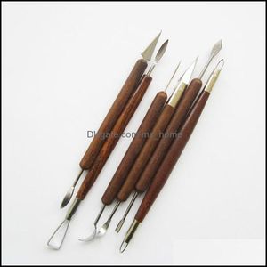 Saws Hand Home & Garden6Pcs Clay Scpting Wax Carving Y Tools Scpt Smoothing Polymer Shapers Modeling Carved Tool Wood Handle Set Merry Drop