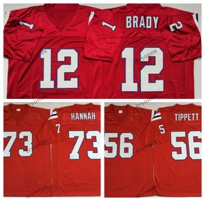 Mens Vintage Andre Tippett John Hannah Football Jerseys Stitched Shirts Embroidery Red Tom Brady Jersey
