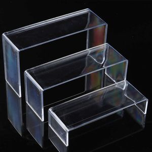 3pcs / set Clear Acrylic Shoes Display Stand Smycken Showcase Cosmetics Rack Organizer Holder Skåp Rack Showcase 210705