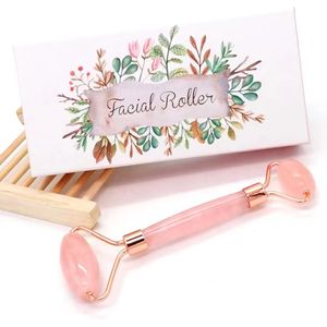 Face Massager Natural Rose Quartz Facial Massage Roller For Facail Lifting Slimming Eyes Neck Health Relaxing Fine Lines Beauty Skin Care Tool Gift Set