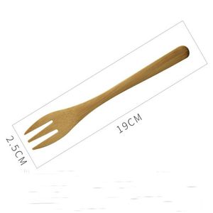 16cm 19cm Forchetta di bambù Cucina Utensili da cucina Strumenti Zuppa-cucchiaino Stoviglie Bambini Gelato Stoviglie Utensili Forchetta