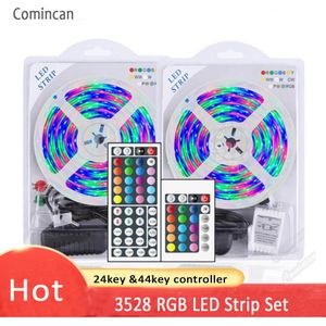 Светодиодные светильники Comincan LED 5M RGB 3528 SMD Гибкая лента водоустойчивой RGB LED LED 24KEY / 44KEY дистанционного управления DC 12V