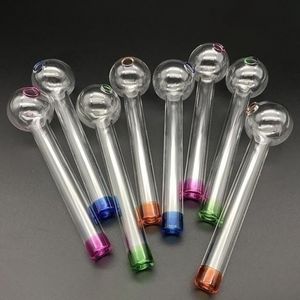 10.5cm Length Colorful Pyrex Glass Burner Pipes Oil Nail Burning Jumbo Pipe 105mm Thick Transparent Great durable Smoking Tubes 4.1 inch Glass Bowls for smokers