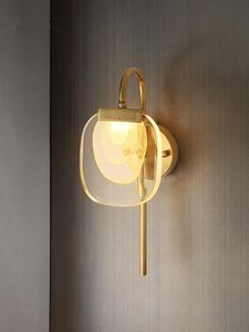 Vägglampa lyx modern designer koppar glas enkel guld ljuster konst inredning inomhus belysning sovrum sänggångs trappor badrum