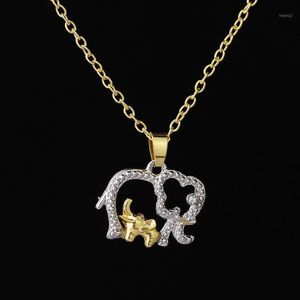 Anhänger Halsketten Koreanische Version Mode Niedlichen Zweifarbigen Kleinen Elefanten Halskette Persönlichkeit Vertraglich Legierung Tier Pullover Kette Zubehör